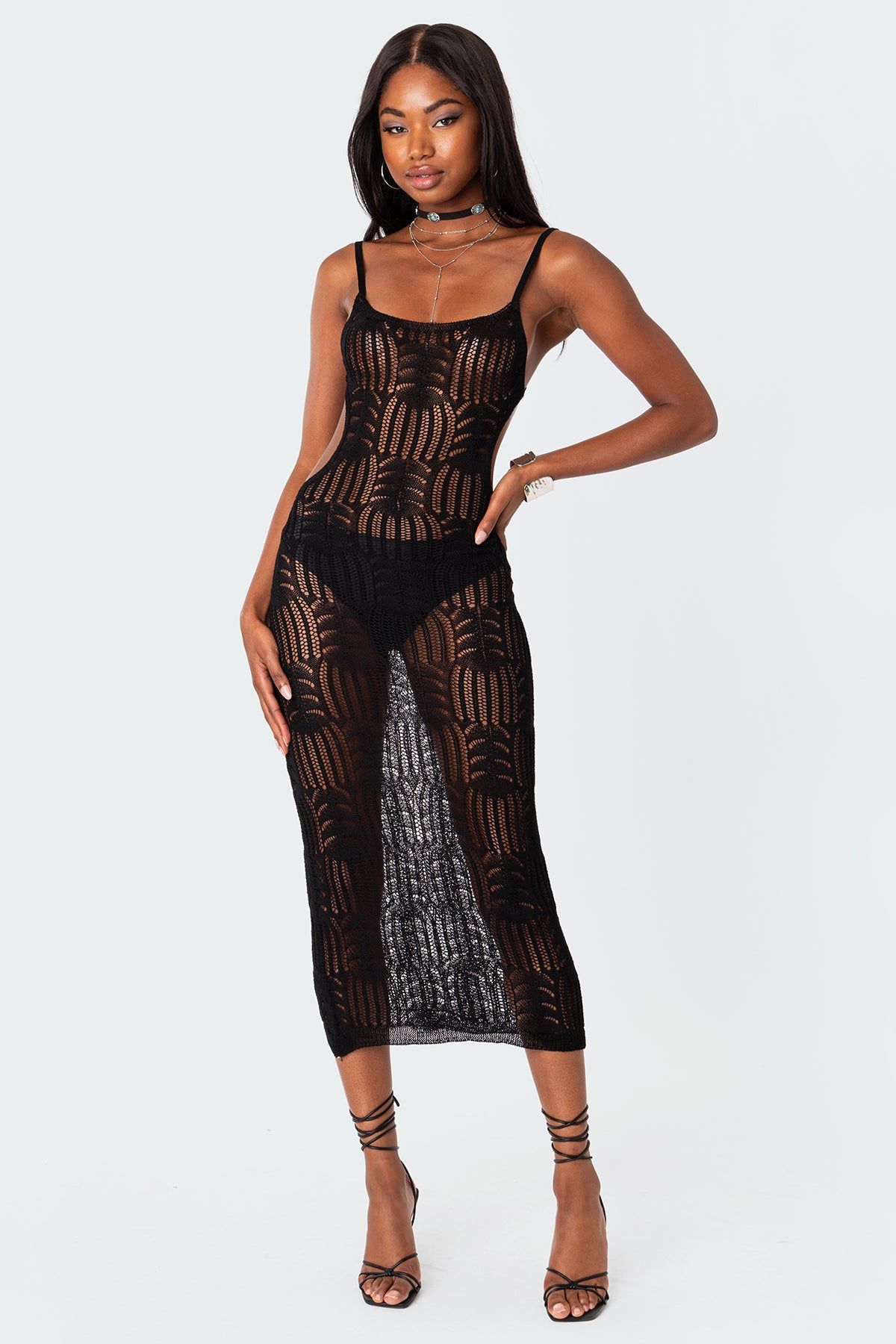 Coconut Open Back Crochet Maxi Dress sold by Edikted product image thumbnail 5
