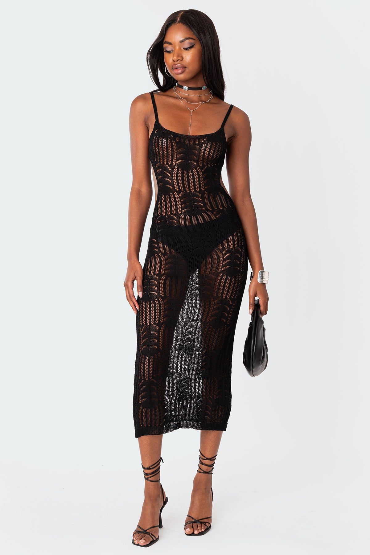 Coconut Open Back Crochet Maxi Dress sold by Edikted