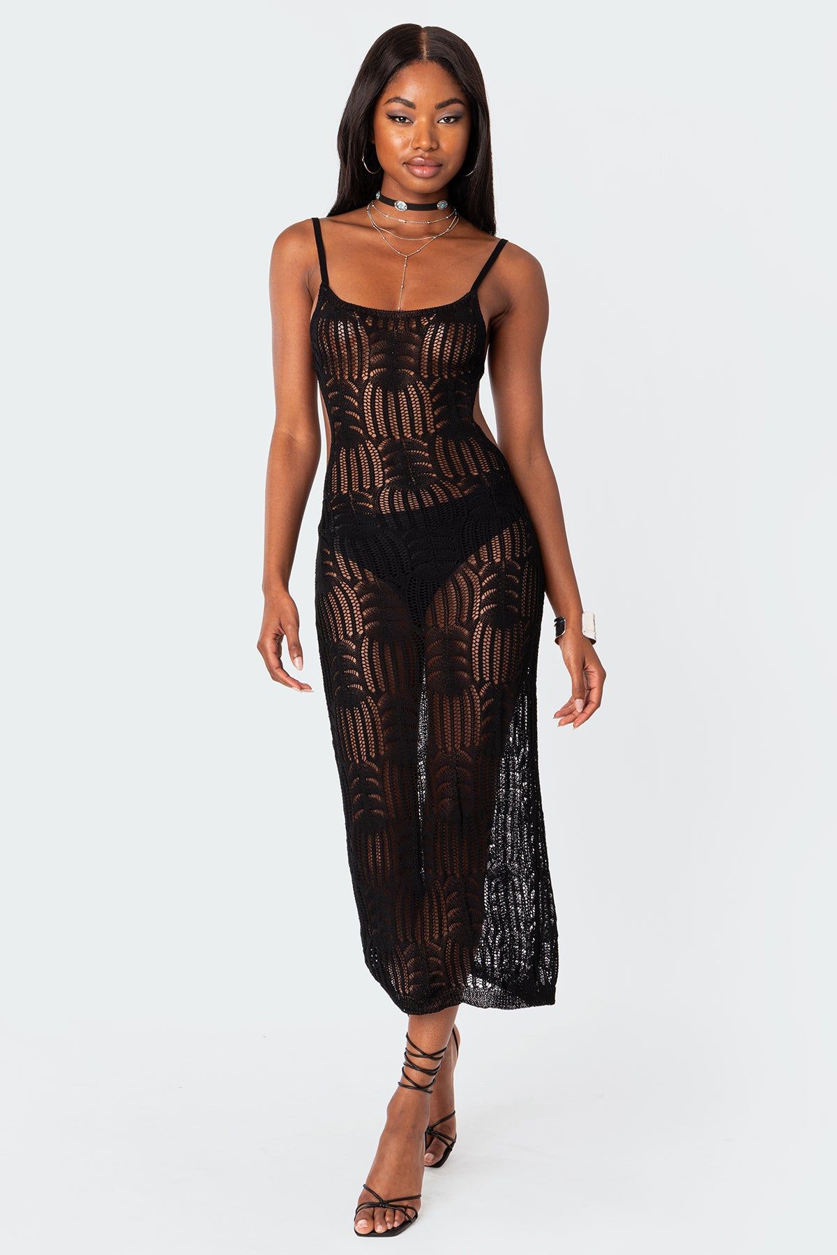 Coconut Open Back Crochet Maxi Dress sold by Edikted product image thumbnail 3