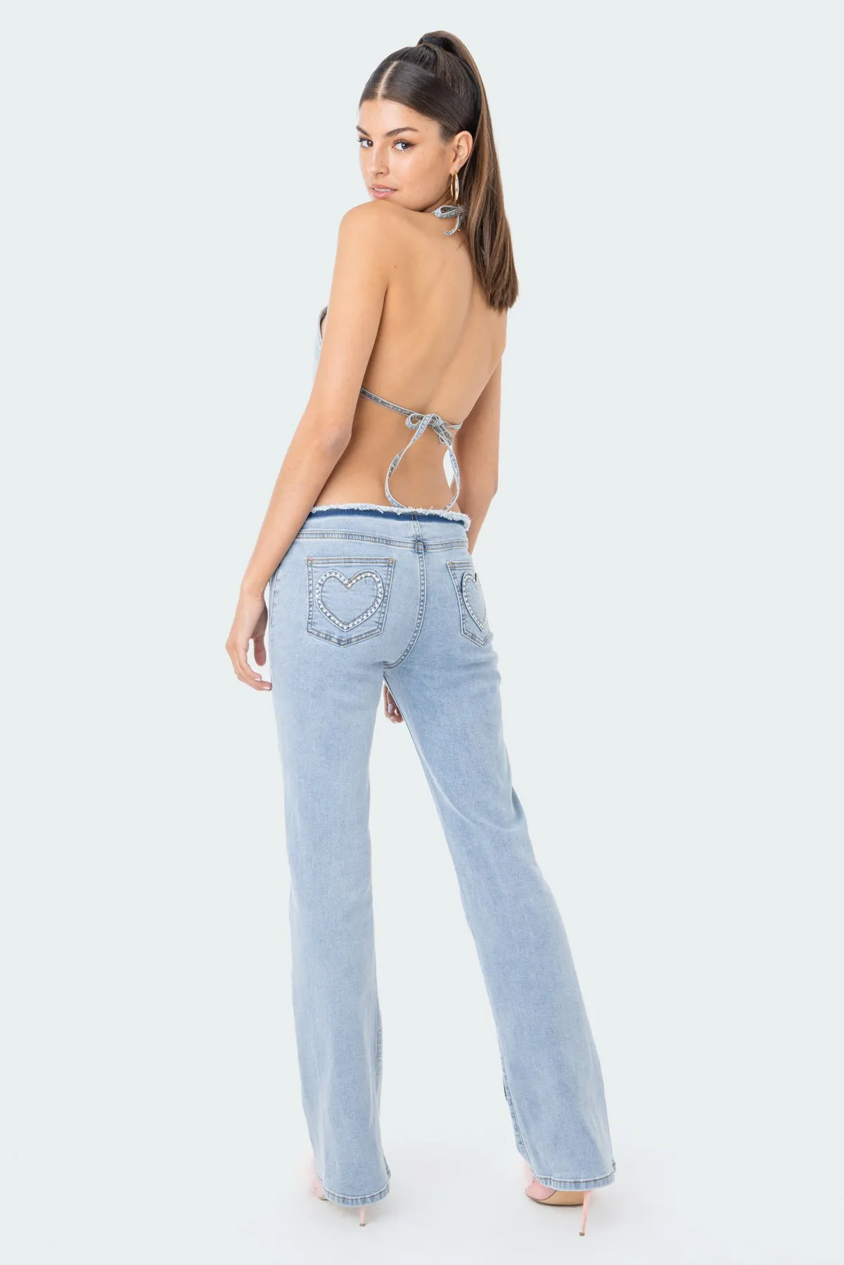 Pearly Heart Low-Rise Jeans sold by Edikted product image thumbnail 5