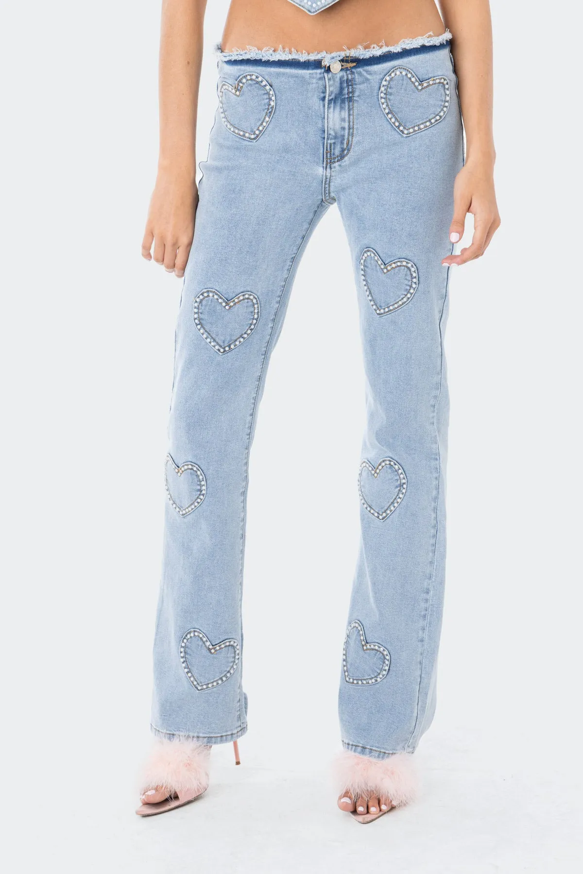 Pearly Heart Low-Rise Jeans sold by Edikted product image thumbnail 2