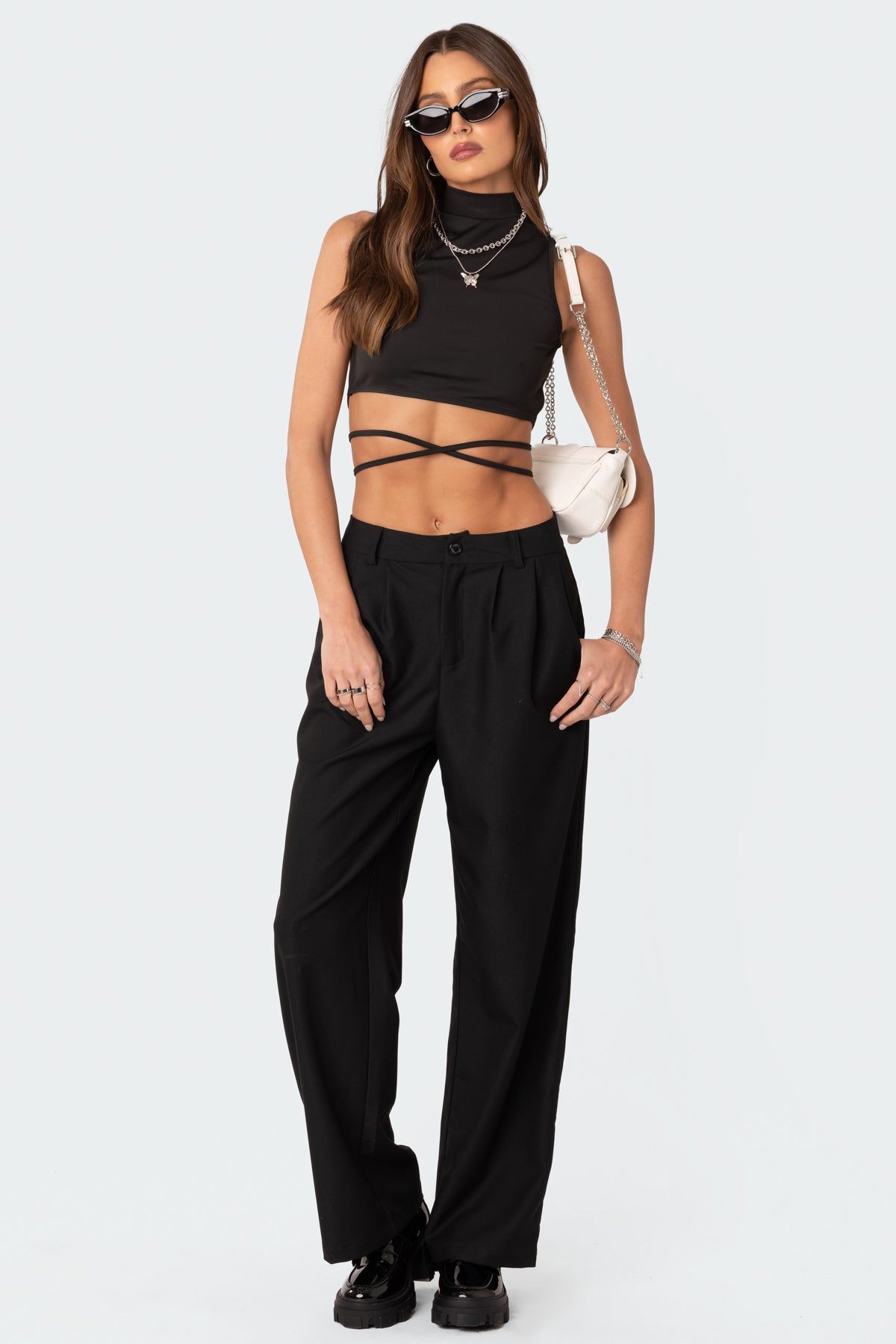 Jovie High Neck Open Back Tie Top sold by Edikted product image thumbnail 2