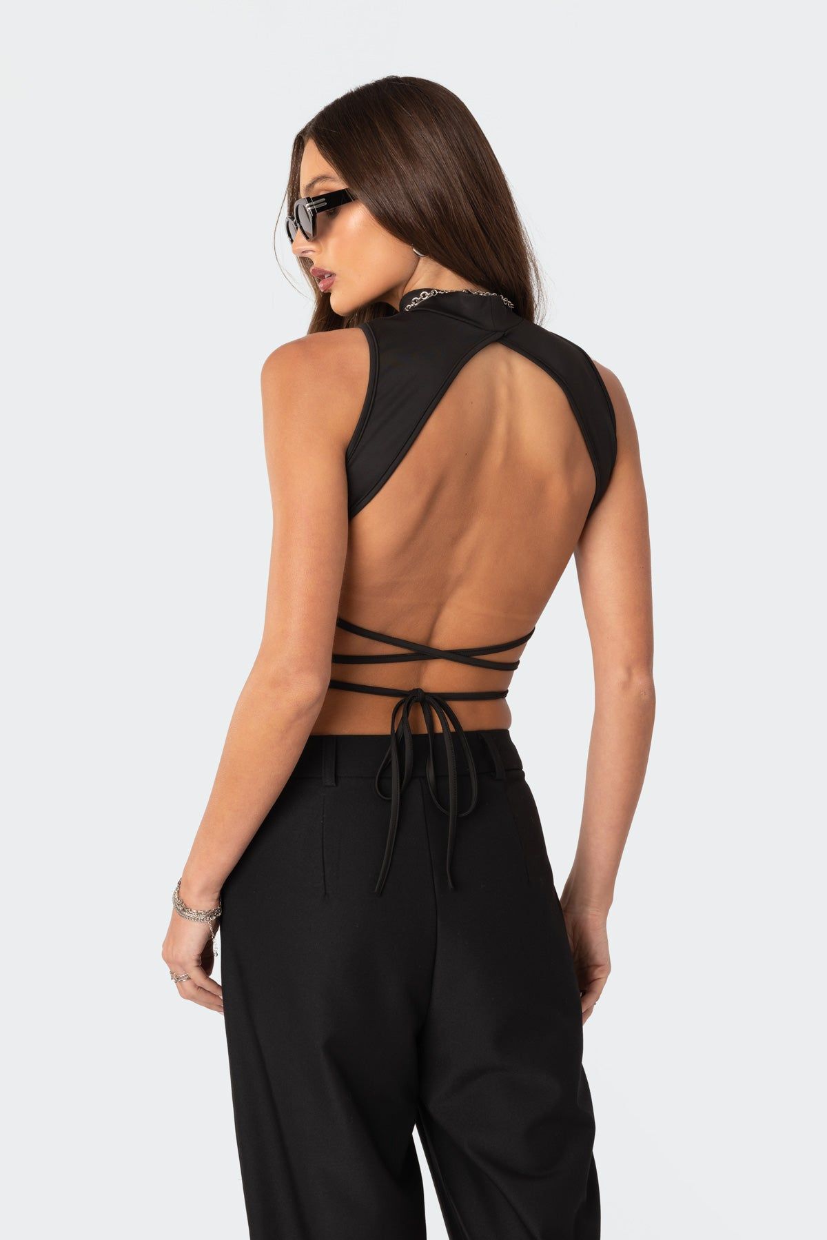 Jovie High Neck Open Back Tie Top sold by Edikted product image thumbnail 5