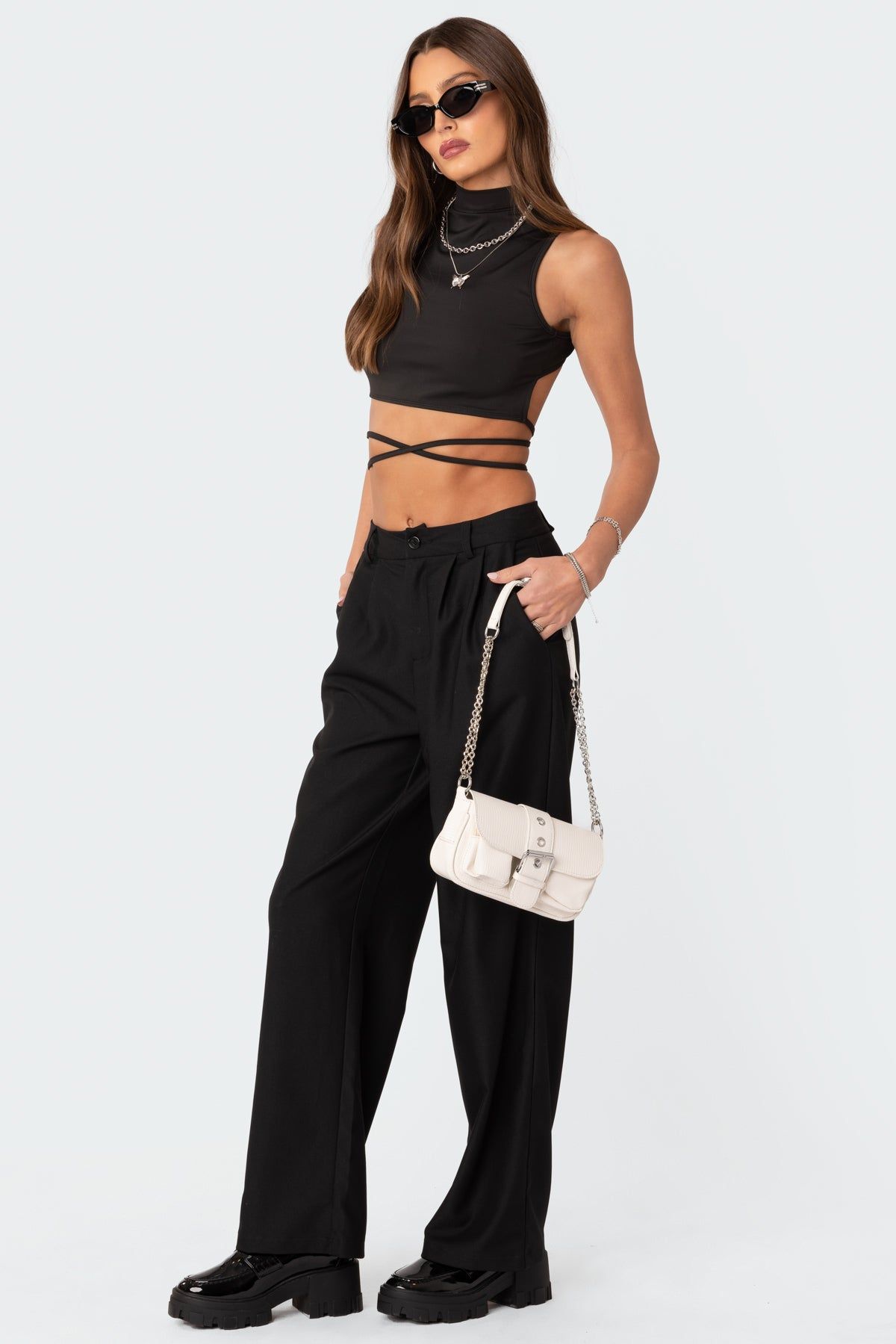 Jovie High Neck Open Back Tie Top sold by Edikted product image thumbnail 4