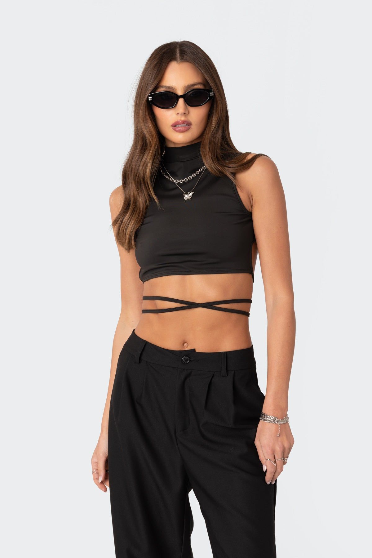 Jovie High Neck Open Back Tie Top sold by Edikted product image thumbnail 3