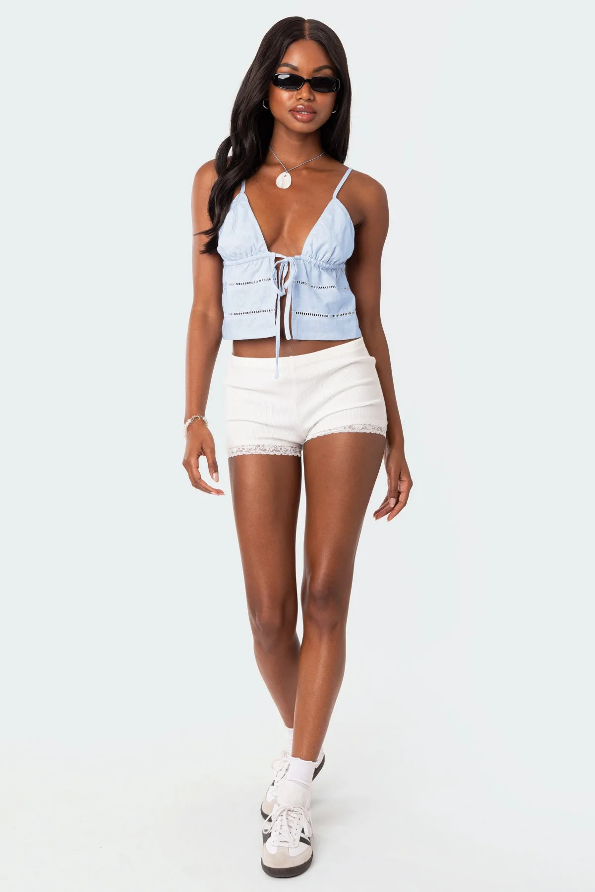 Candy Cotton Tie Front Tank Top sold by Edikted product image thumbnail 4