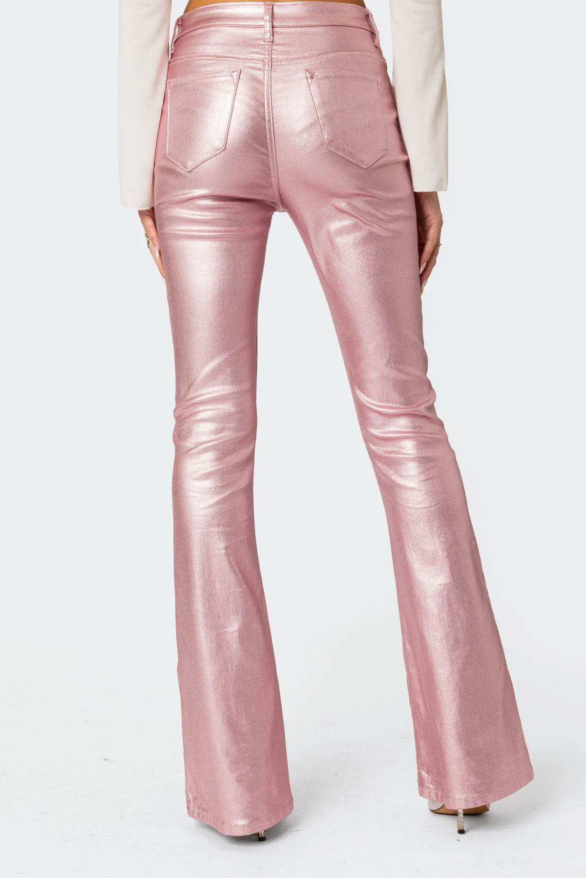 Luna Faux Leather Flare Jeans sold by Edikted product image thumbnail 5