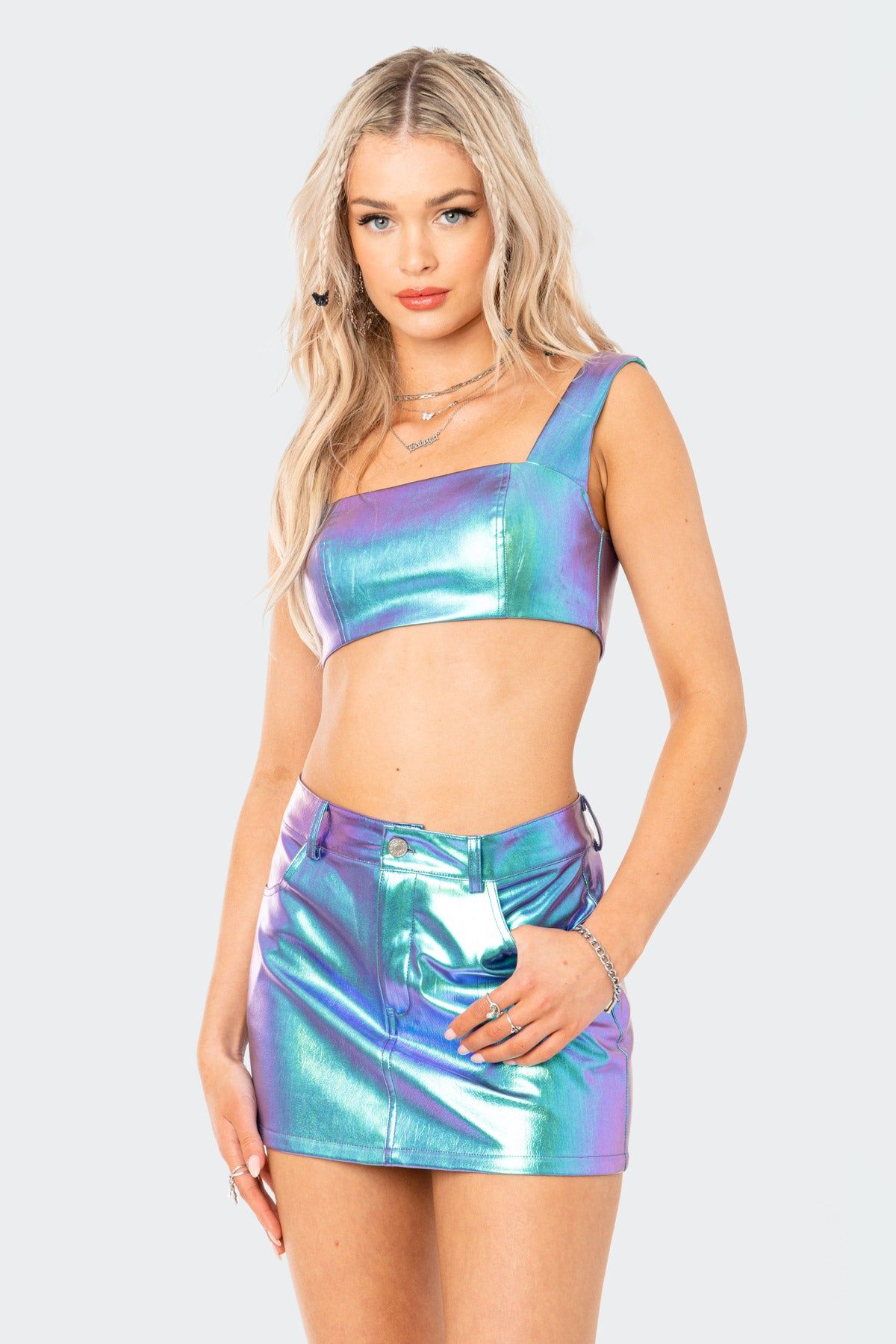 Metallic Faux Leather top sold by Edikted product image thumbnail 3