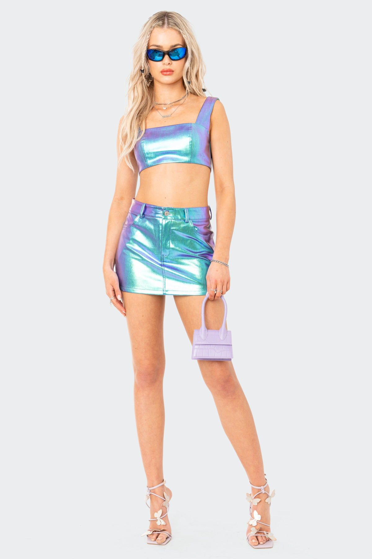 Metallic Faux Leather top sold by Edikted