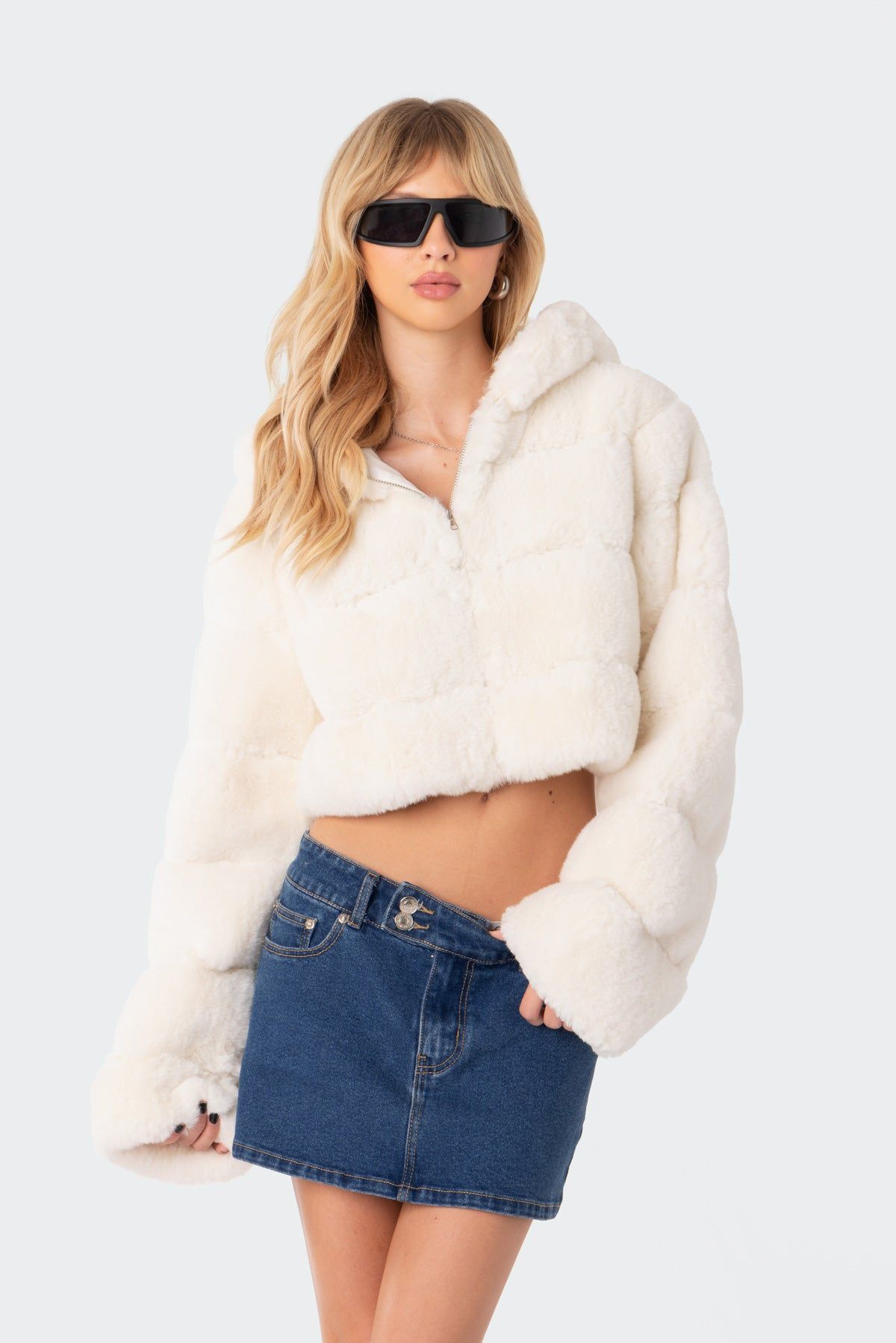 Snow Bunny Faux Fur Jacket sold by Edikted