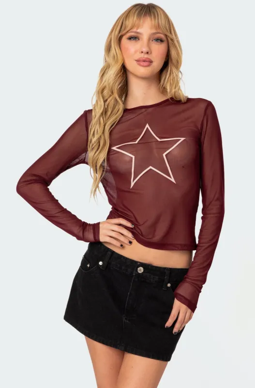 Stargaze Sheer Mesh Top sold by Edikted