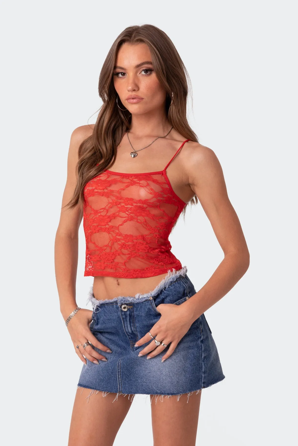 Gianna Sheer Lace Tank Top sold by Edikted product image thumbnail 3