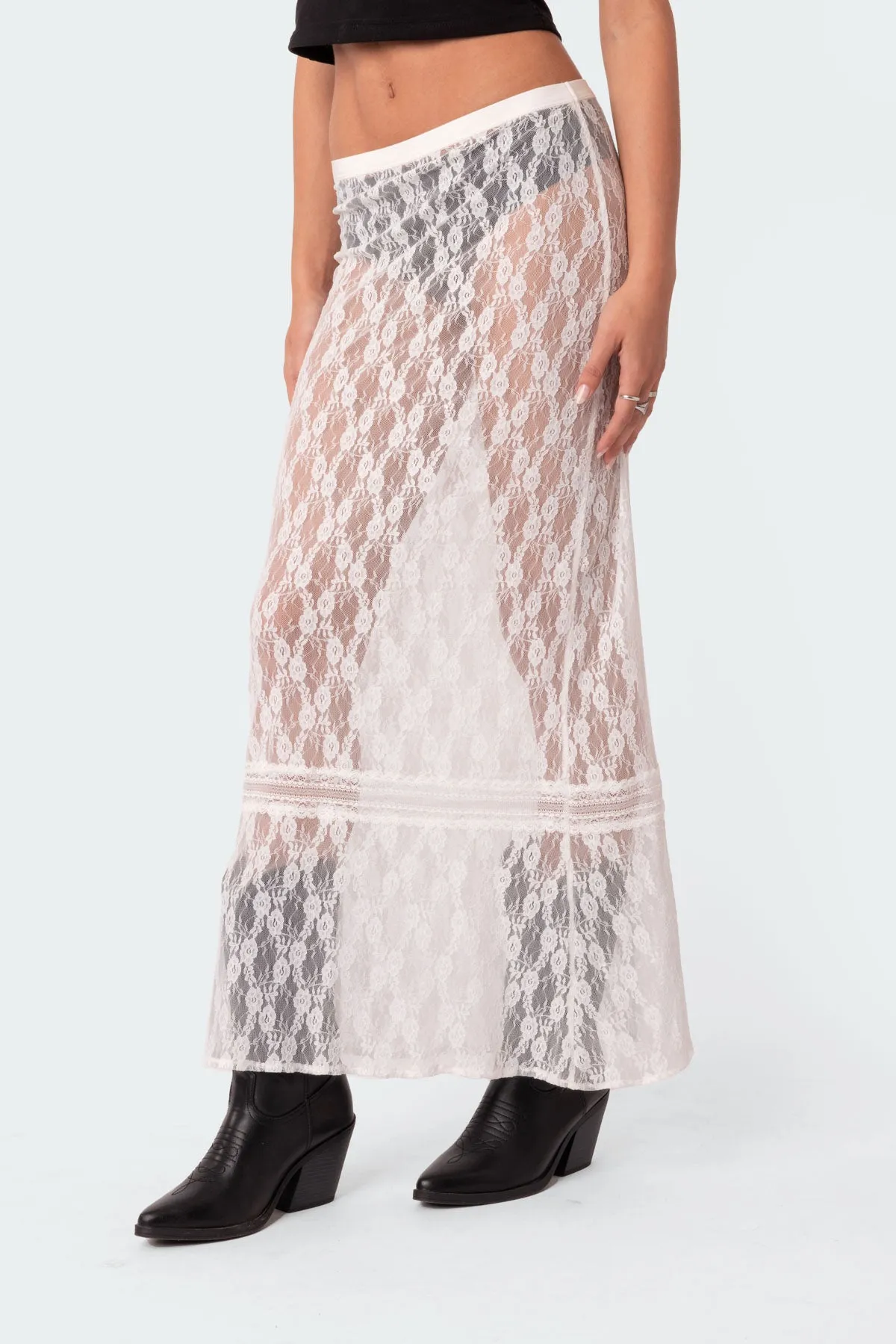 Sandra Sheer Lace Maxi Skirt sold by Edikted product image thumbnail 4