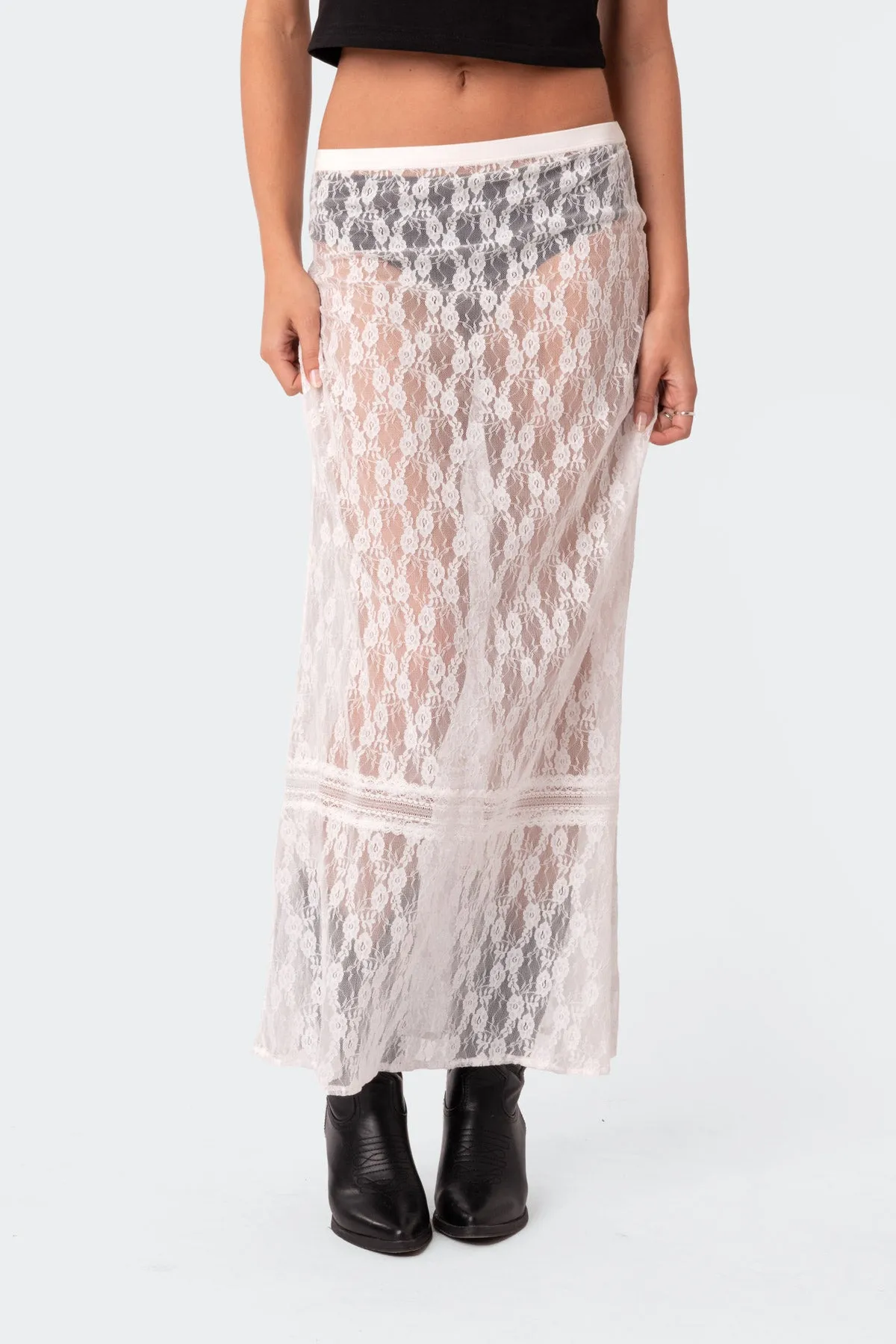 Sandra Sheer Lace Maxi Skirt sold by Edikted product image thumbnail 2