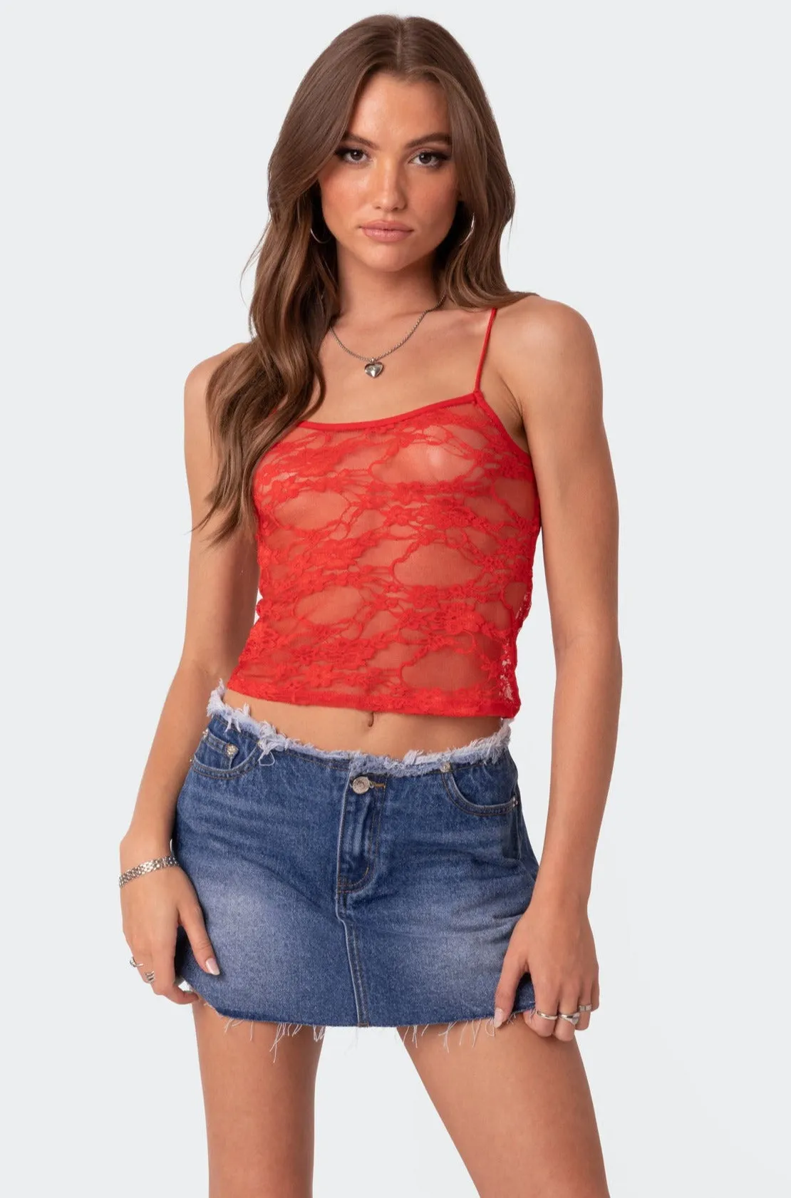 Gianna Sheer Lace Tank Top sold by Edikted product image thumbnail 2