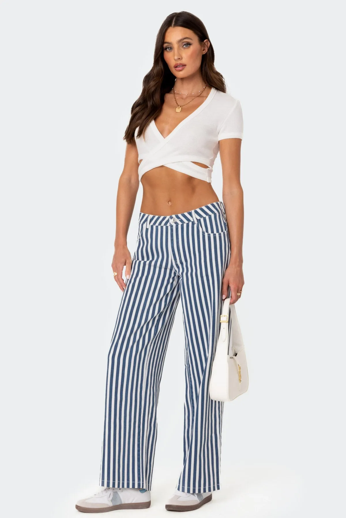 Striped Low Rise Jeans sold by Edikted