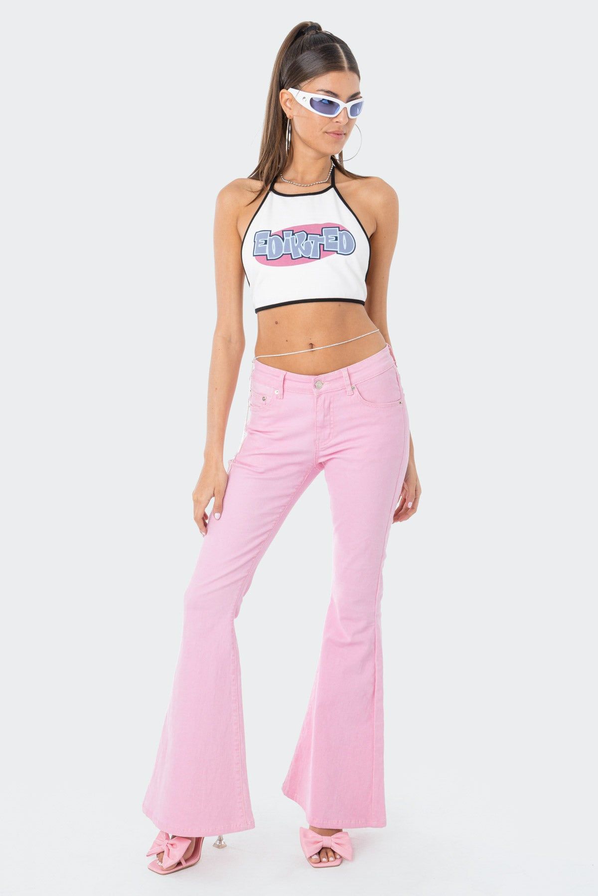 Cupid Mid-Rise Flared Jeans sold by Edikted