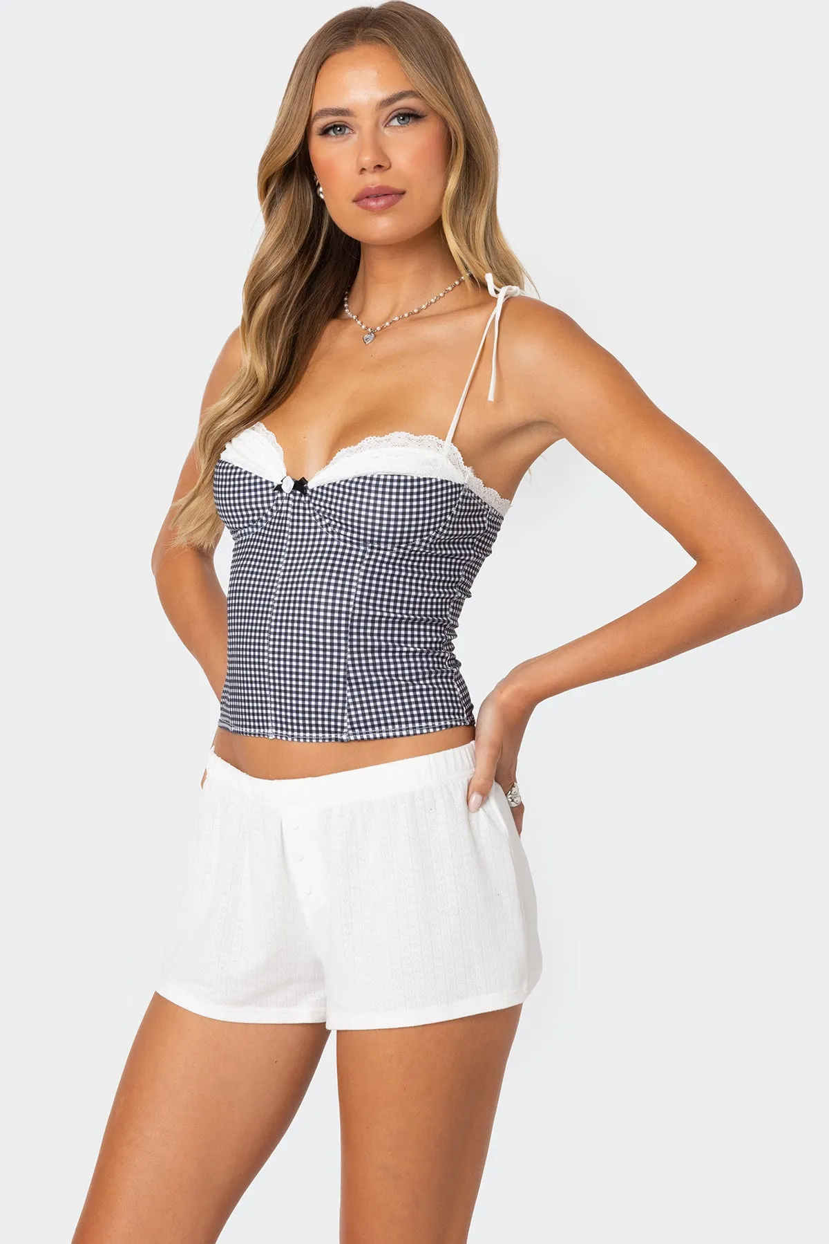 Peekaboo Lacey Gingham Corset sold by Edikted product image thumbnail 3