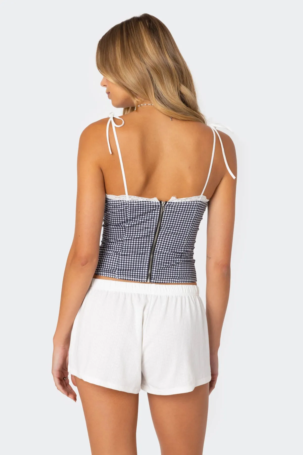 Peekaboo Lacey Gingham Corset sold by Edikted product image thumbnail 5