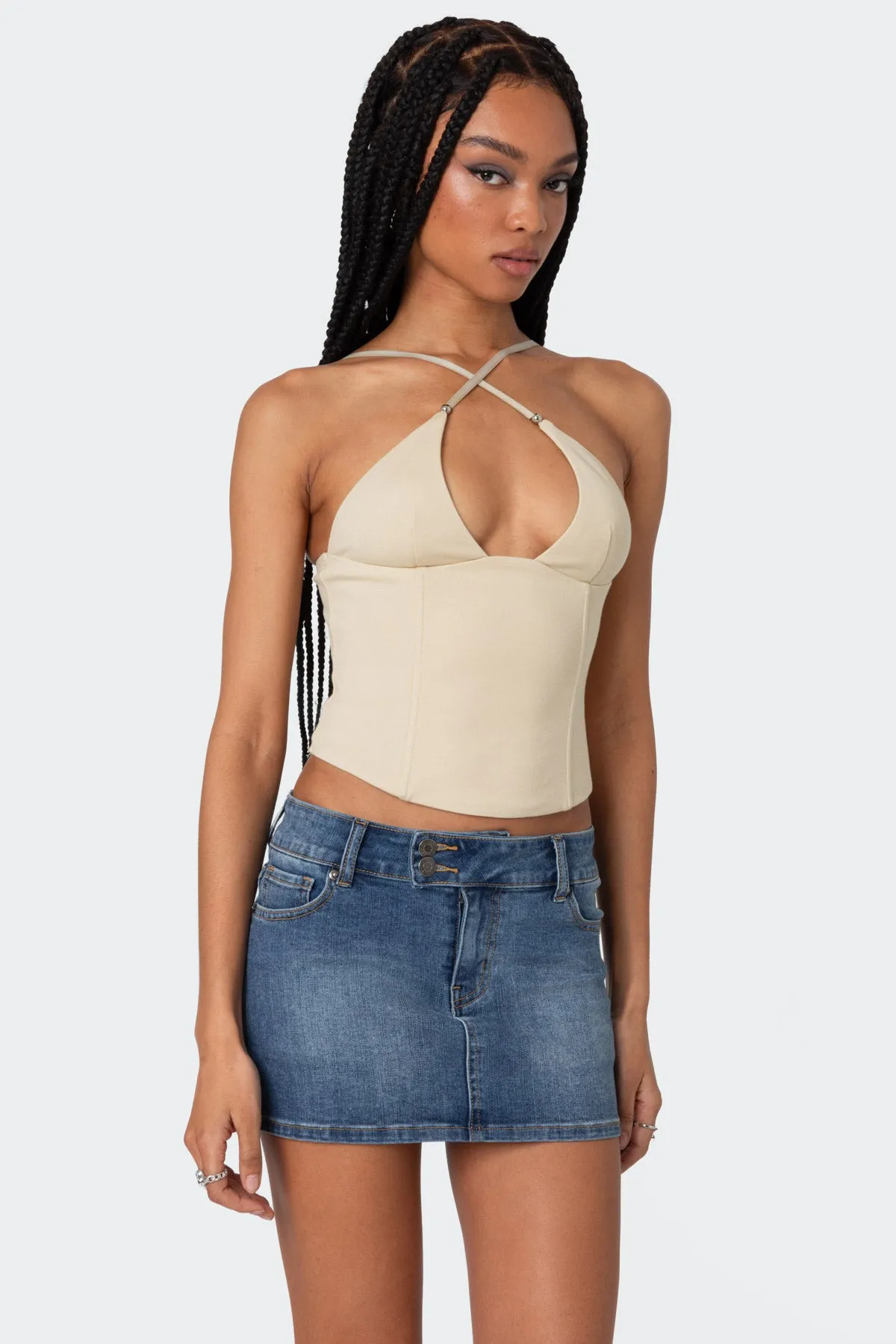 Lou Crossover Beaded Corset sold by Edikted product image thumbnail 3