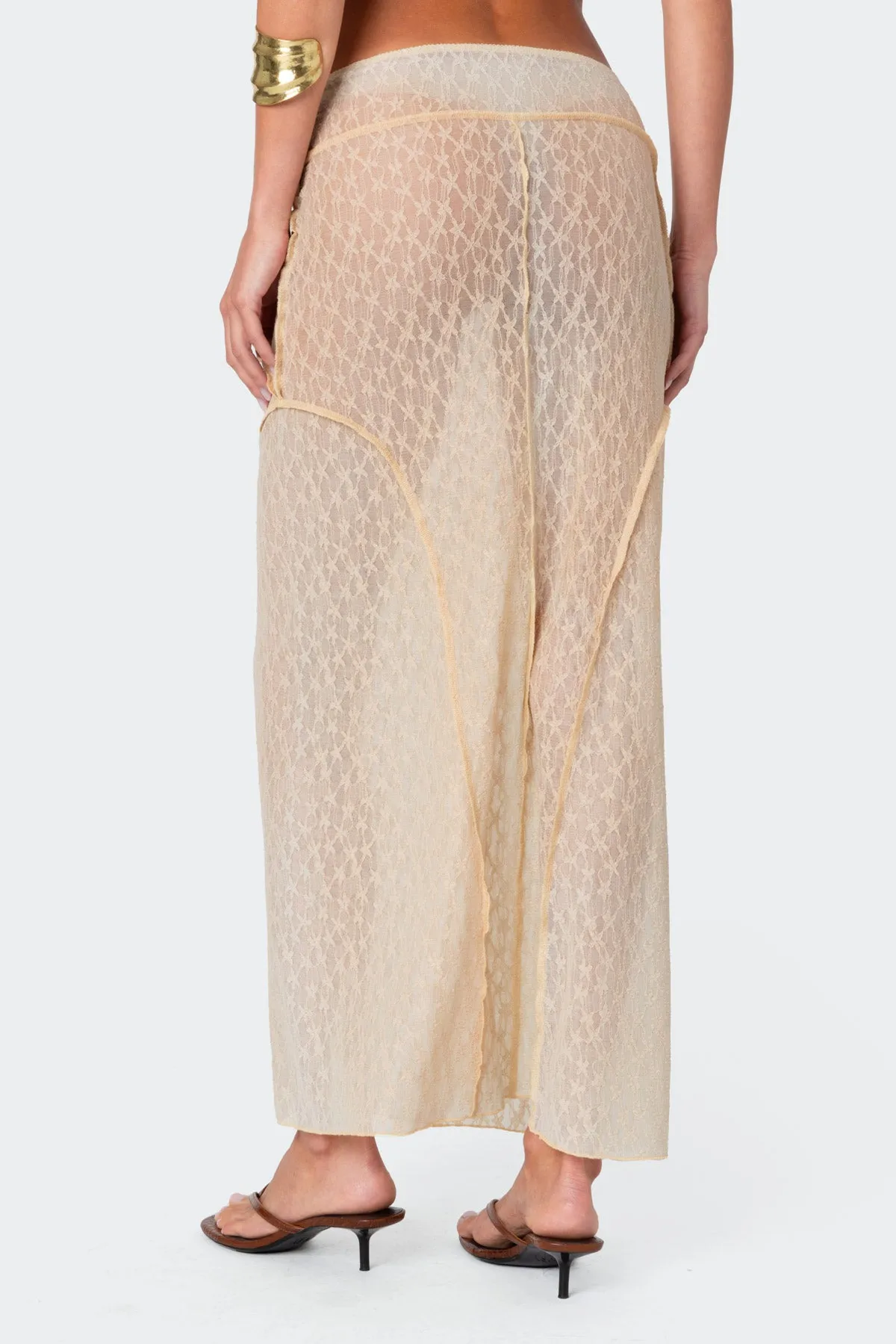Inside Out Sheer Lace Maxi Skirt sold by Edikted product image thumbnail 5