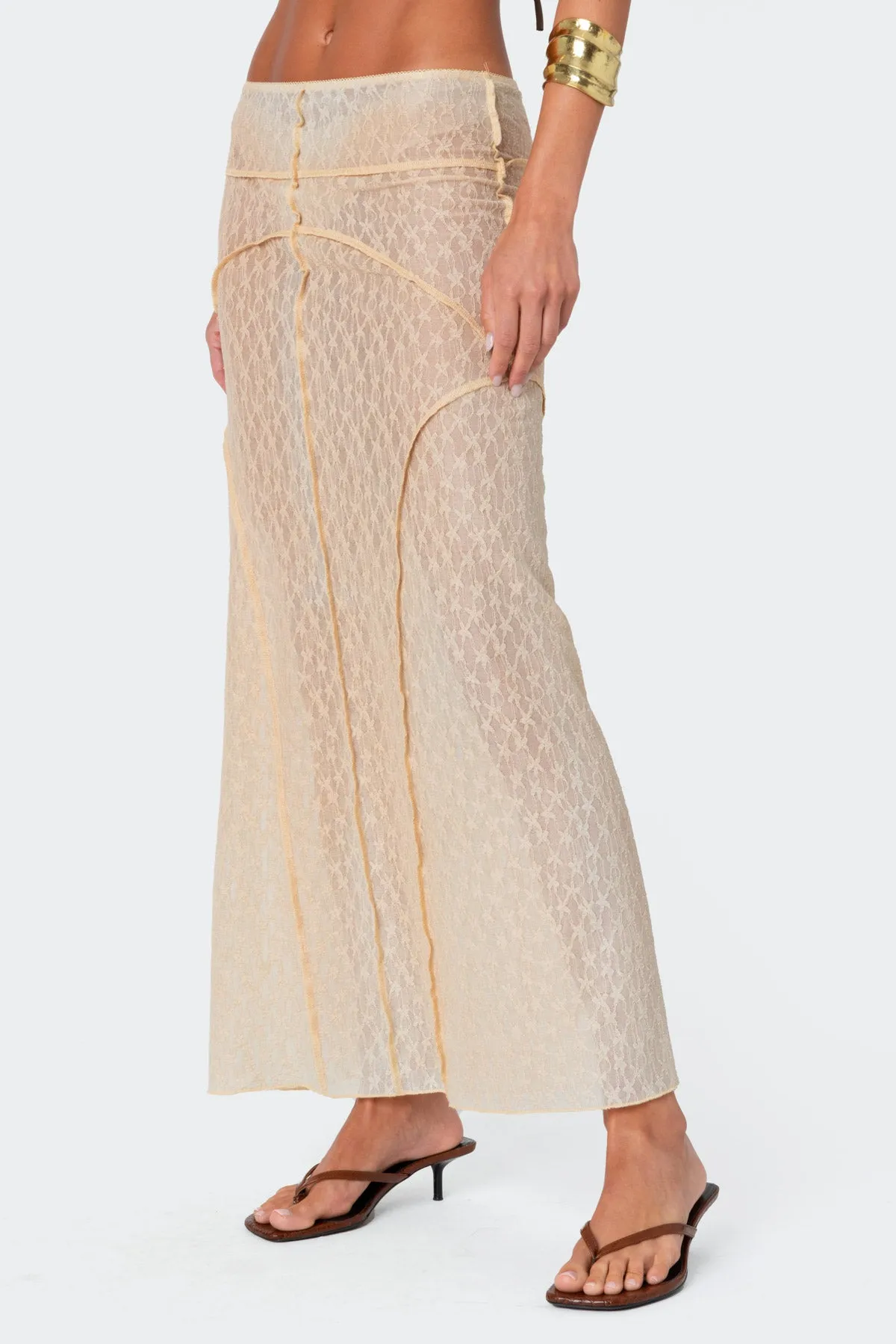 Inside Out Sheer Lace Maxi Skirt sold by Edikted product image thumbnail 3