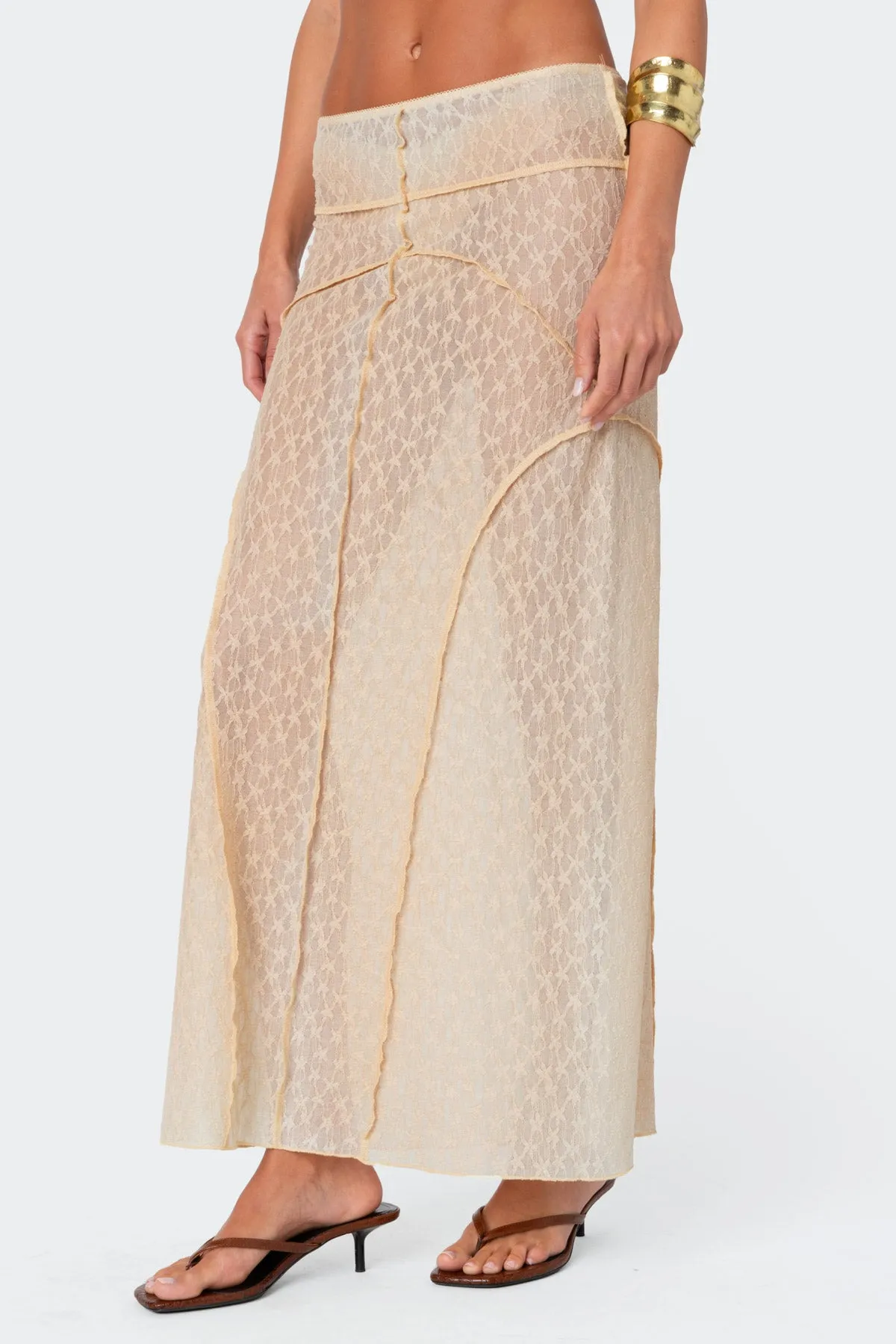 Inside Out Sheer Lace Maxi Skirt sold by Edikted product image thumbnail 2