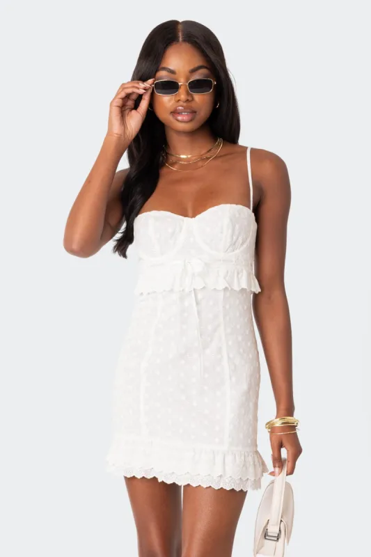 Philippa Embroidered Cotton Mini Dress sold by Edikted