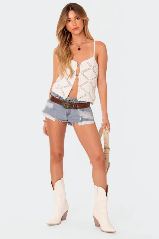 Hooked On U Sheer Knit Top sold by Edikted