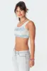 Aqua Tie-Dye Ribbed Crop Top sold by Edikted