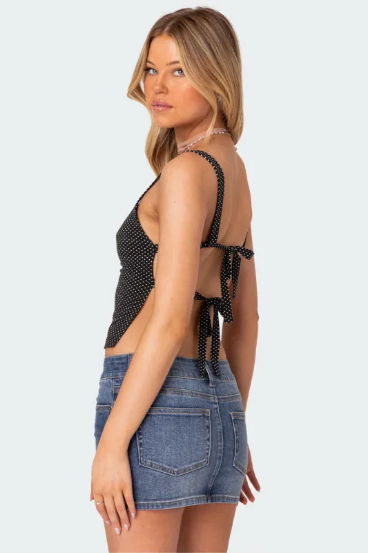 Kaia Polka Dot Tie Back Top sold by Edikted