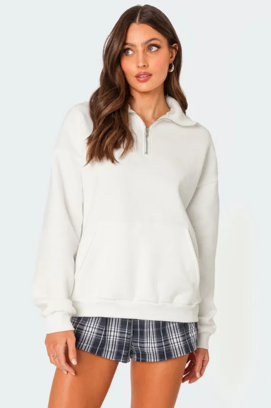 Oversized Quarter Zip Sweatshirt sold by Edikted