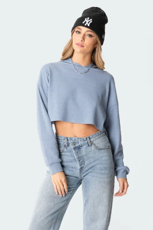 Waffle Oversized Cropped Hoodie sold by Edikted