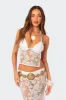 Bess Open Back Sheer Lace Top sold by Edikted