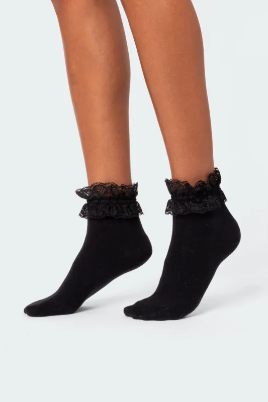 Lace Trim Socks sold by Edikted