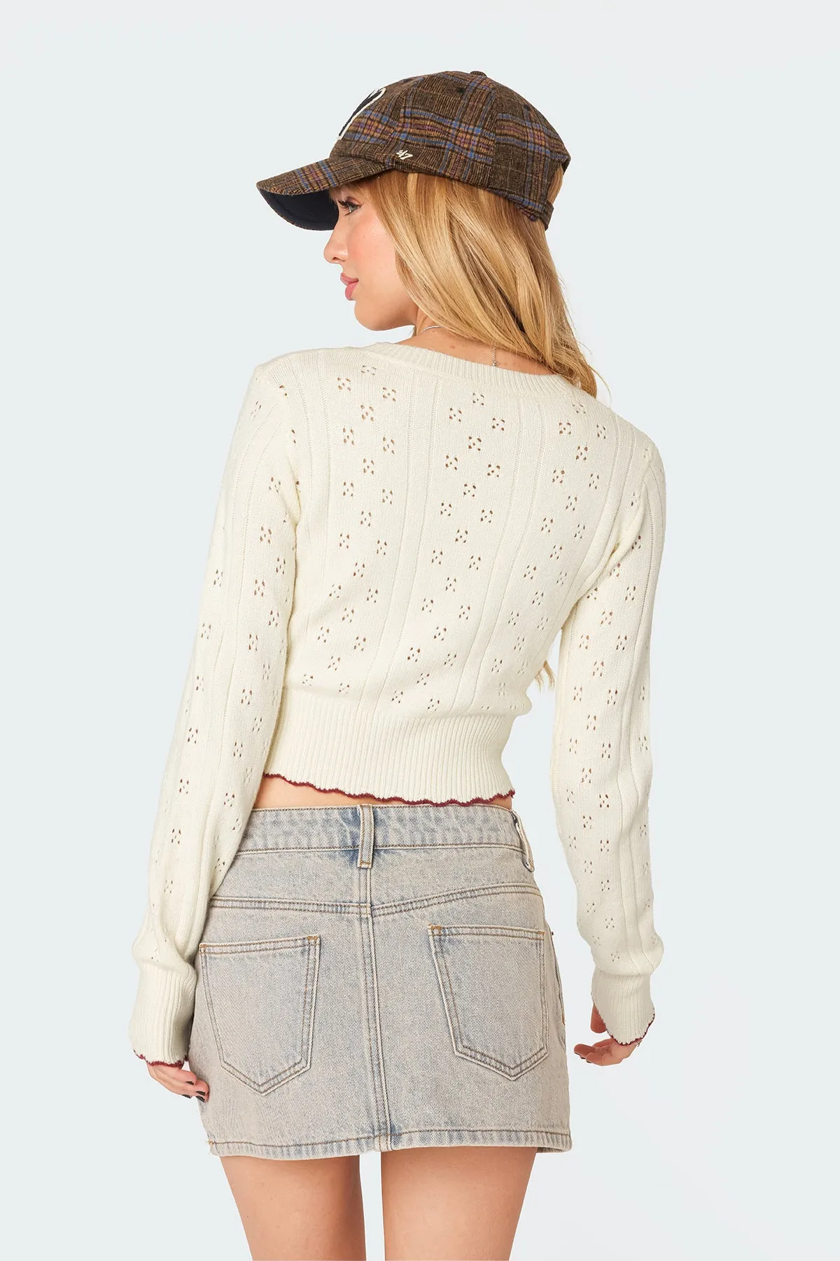 Nelly Embroidered Knit Crop Top sold by Edikted product image thumbnail 4