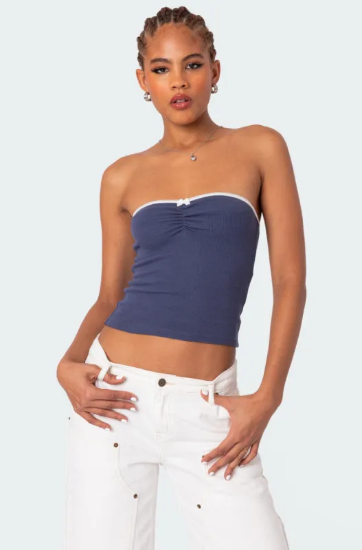 Kacey Strapless Waffle Top sold by Edikted