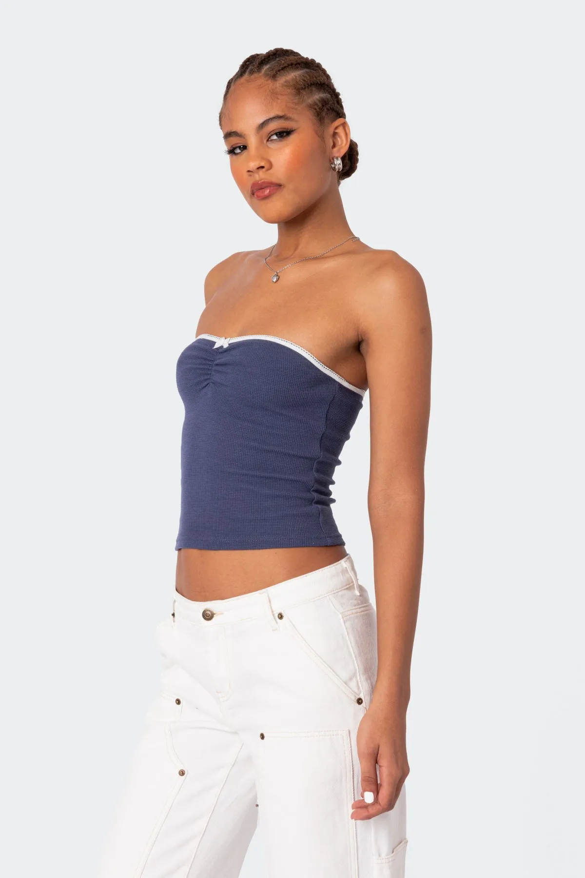 Kacey Strapless Waffle Top sold by Edikted product image thumbnail 2