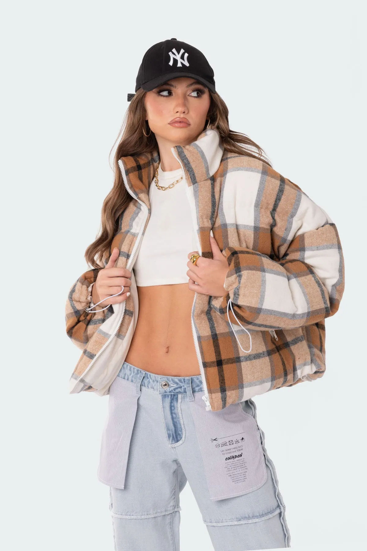 Presley Plaid Oversized Puffer sold by Edikted product image thumbnail 3