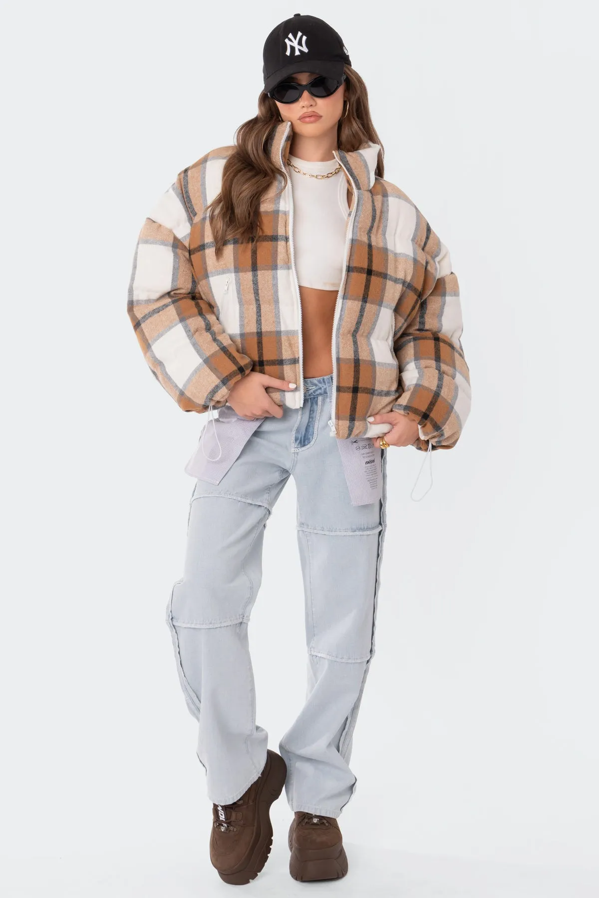 Presley Plaid Oversized Puffer sold by Edikted product image thumbnail 5