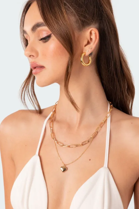 Layered Chain Heart Necklace sold by Edikted