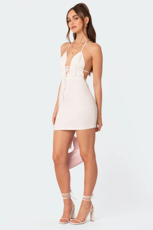 Audree Tie Open Back Mini Dress sold by Edikted