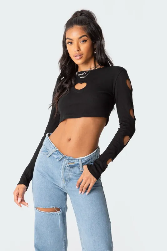 Empty Heart Ribbed Top sold by Edikted