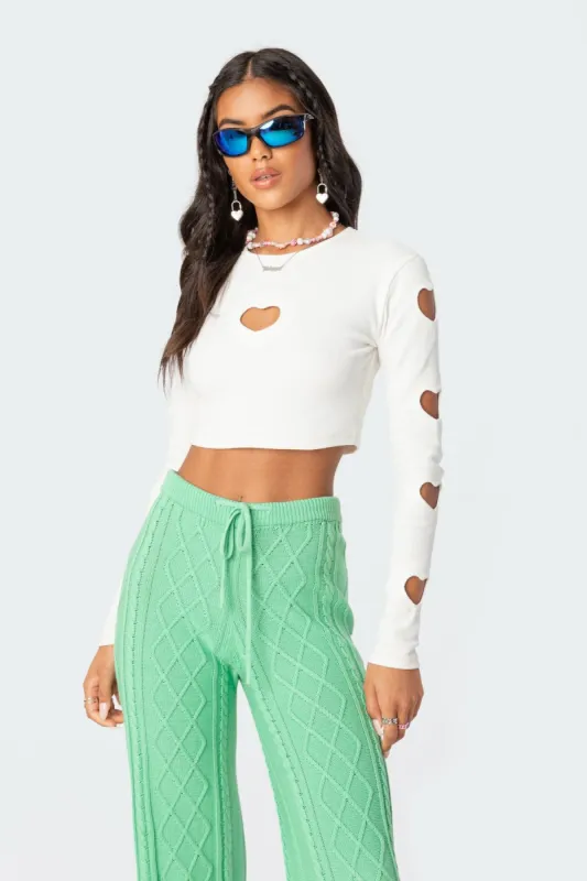 Empty Heart Ribbed Top sold by Edikted