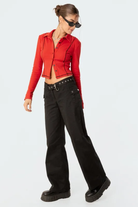 Penny Stitch Ribbed Top sold by Edikted