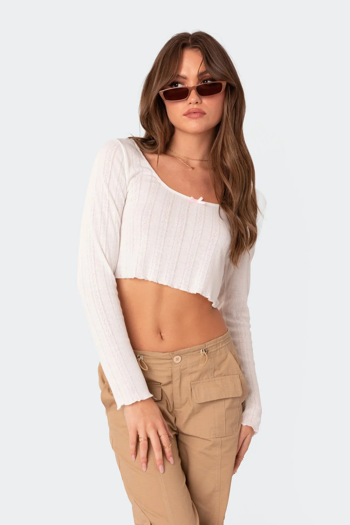 Pointelle Crop Top sold by Edikted product image thumbnail 3