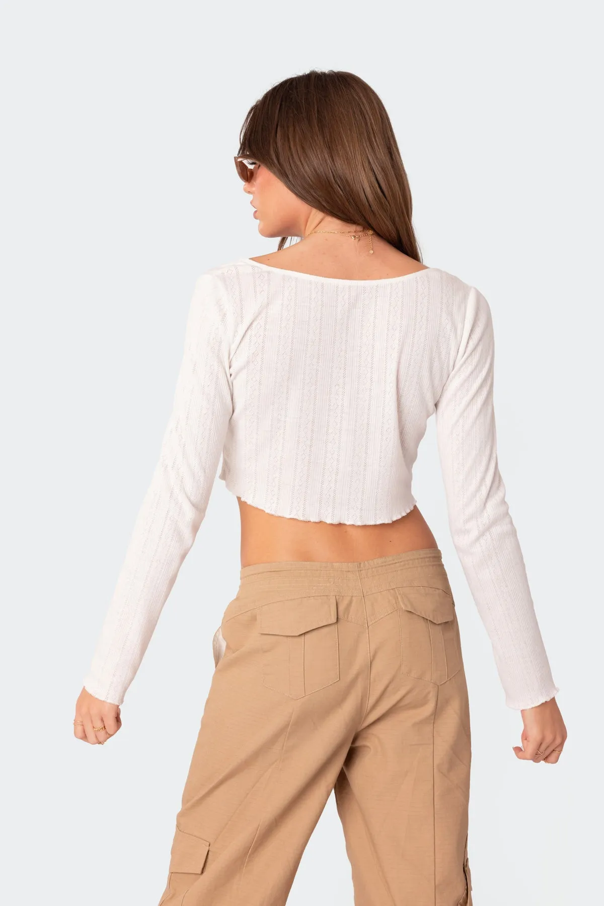 Pointelle Crop Top sold by Edikted product image thumbnail 4