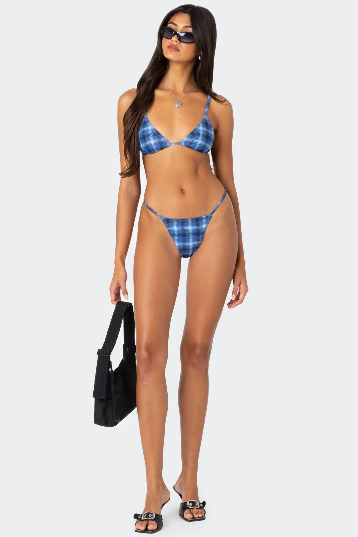 Preppy Plaid String Bikini Bottom sold by Edikted