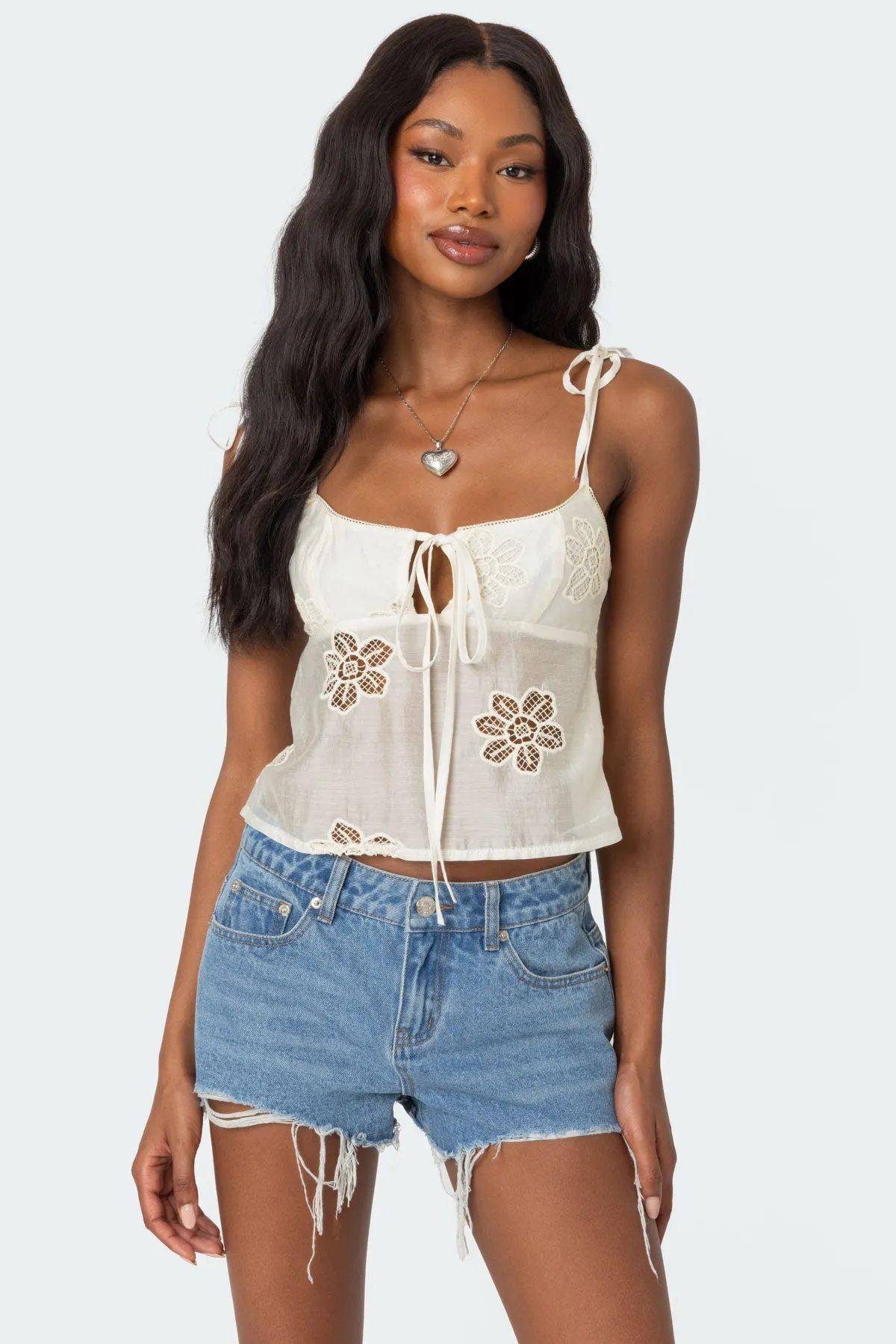 Airy Embroidered Top sold by Edikted