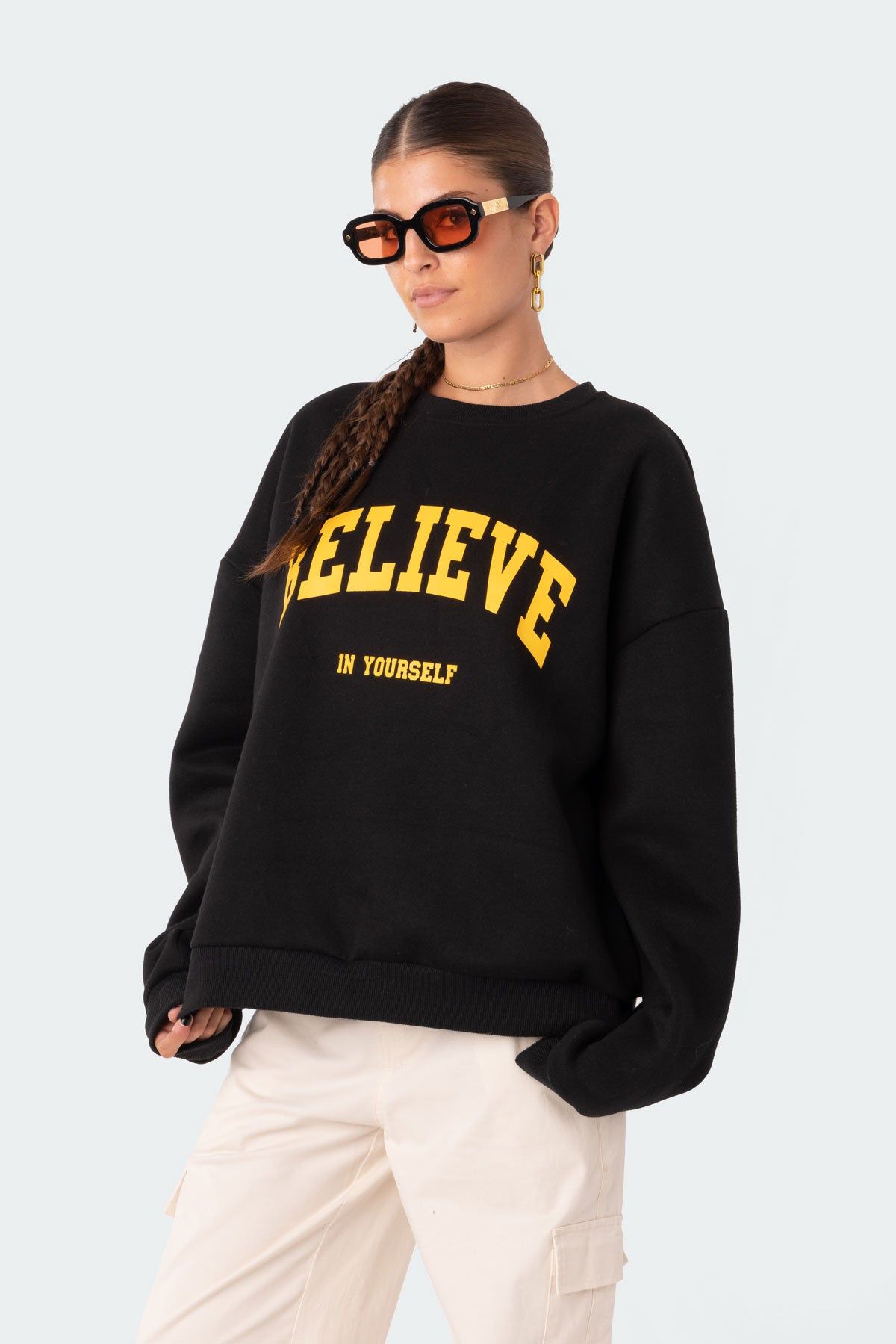 Believe Sweatshirt sold by Edikted product image thumbnail 3
